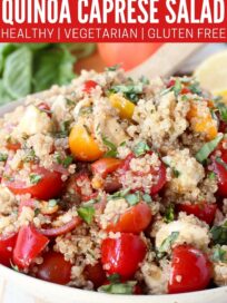 quinoa cherry tomato and mozzarella salad in bowl
