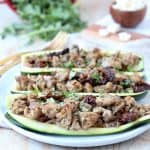 Greek Turkey Stuffed Zucchini Boats on Plate