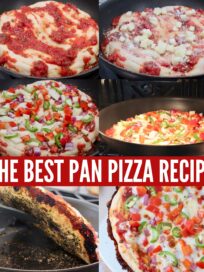 collage of images showing how to make pan pizza